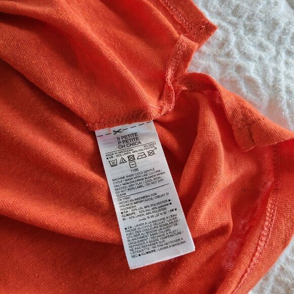 Old Navy Linen Blend Bright Orange Tank Top S Petite Knit - Picture 5 of 5